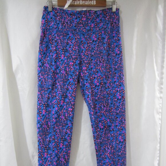 Lilly Pulitzer L Weekender High Rise Blue Flare Growl and Prowl Leggings - Picture 1 of 9